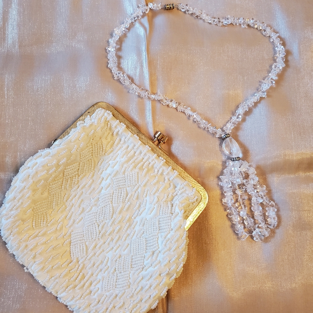 Crystal quartz hand made drop necklace